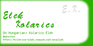 elek kolarics business card